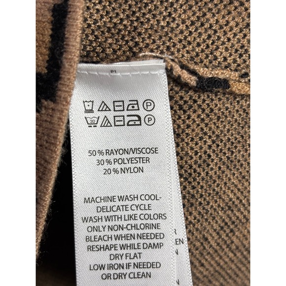 Rachel Zoe Leopard Print Knit Sweater Womens Medium Tan Black Crew Neck Pullover - Picture 4 of 4